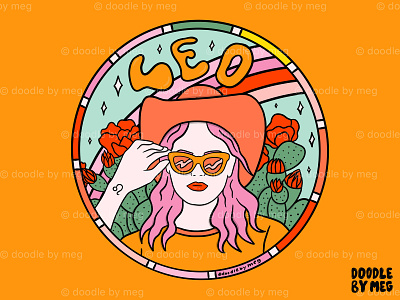 Leo Cowgirl astrology cactus cactus illustration cowboy hat cowgirl desert design drawing horoscope illustration leo lettering procreate rainbow typography vintage western zodiac zodiac sign