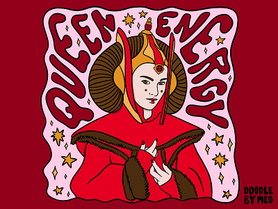 Queen Energy amidala design disney disney art drawing hand lettering illustration lettering padme procreate queen star wars star wars art star wars day typography vintage