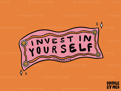 Invest In Yourself design drawing happy illustration lettering money positive procreate self love smiley face typography vintage