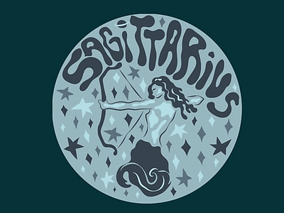 Sagittarius 60s 70s astrology badge design drawing horoscope horoscopes illustration lettering psychedelic quote retro sagittarius space typography vector vintage zodiac zodiac sign