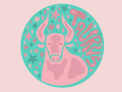 Taurus astrology badge design drawing green horoscope horoscopes illustration lettering pink psychedelic quote ram retro taurus typography vector vintage zodiac zodiac signs