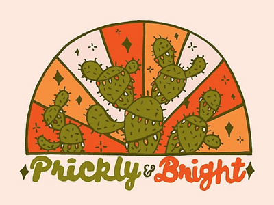 Prickly & Bright badge cacti cactus christmas christmas card christmas tree cursive desert design drawing green illustration lettering orange prickly pear quote retro typography vector vintage