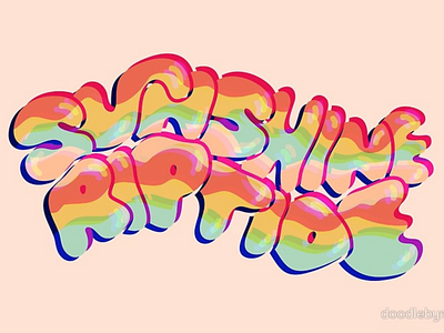 Sunshine Riptide in 3D 60s 70s beach design drawing illustration lettering ocean psychedelic quote rainbow retro summer sun sunshine typography vector vintage wave