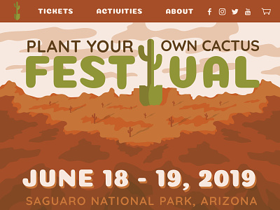 Event Promotional Website adobe xd arizona branding cactus design festival illustration illustrator logo saguaro web web design web site web site design