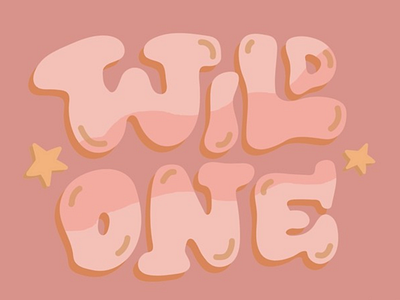 Wild One childlike design drawing illustration kid lettering logo orange pink quote retro stars typography vector vintage west western wild wilderness young