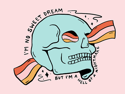 No Sweet Dream design drawing illustration magic orange pink procreate procreate app procreate art procreateapp quote retro skeleton skull skull art spooky typography vintage witch witchy