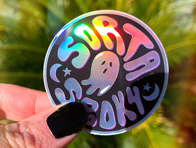 Sorta Spooky © Holographic sticker branding decal design ghost halloween halloween design holo hologram holographic illustration moon photography spooky sticker stickerapp stickers typography vector vinyl witchy