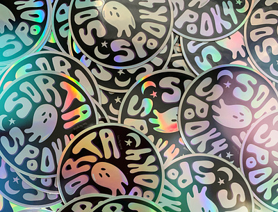 Sorta Spooky © Holographic Sticker badge design branding design etsy ghost ghosts halloween halloween design holo holographic holography illustration mockup paranormal spooky sticker sticker design stickers witch witchy