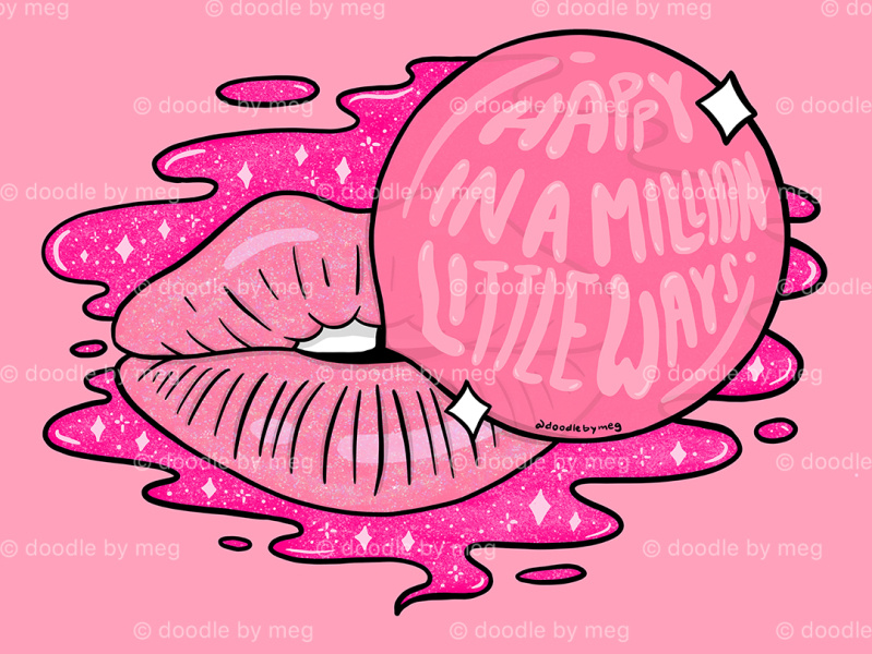 Bubble Gum Lips by Doodle By Meg on Dribbble
