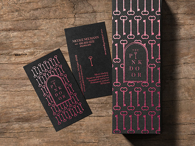 The Pink Door™ brand branding business cards cards logo mockup packaging