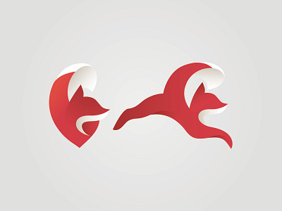 Foxes 01 abstract fox logo logo 3d red