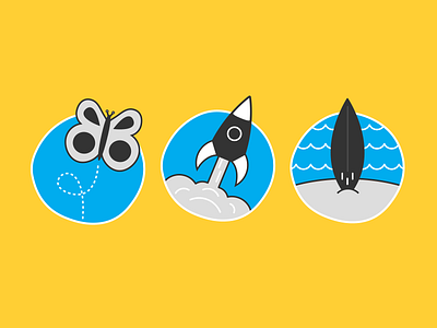 Personal Icons butterfly icons rocket surfboard