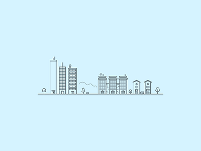 Little City buildings city hostwise kevin haag line illustration