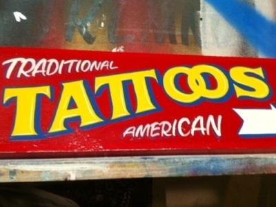 Traditional American Tattoos - 16" x 7" american hand painted sign signage tattoos traditional