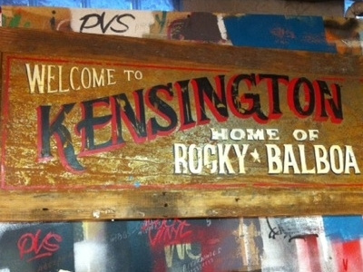 Welcome to Kensington - Home of Rocky Balboa 40" x 18" balboa distress enamel faux kensington metal rocky