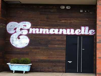 "Emmanuelle" 25' x 8' distressed lettering sign painter sign painting working class creative