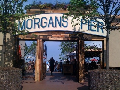 Morgan's Pier Sign - 23' x 4' delaware river hand painted morgans pier philadelphia sean gallagher sign painter signs working class creative