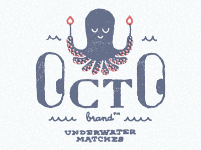 OctoBrand underwater matches distressed graphicdesign handdrawn illustration nautical octopus offregister type