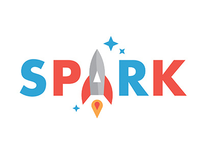 Spark education kids logo rocket spark