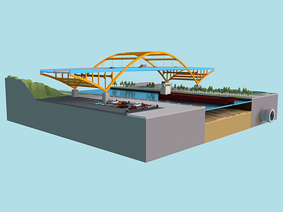 Hoan Bridge - Milwaukee 3d blender bridge hoan lowpoly milwaukee