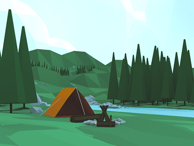 Campsite. 3d b3d blender camp lowpoly tent