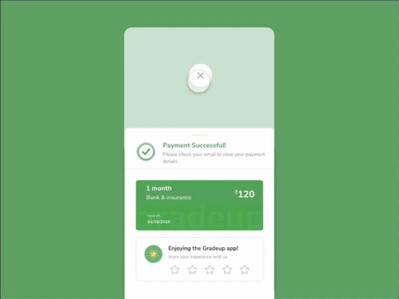 Gradeup - Payment Successful drawer android app design sketch ui ux