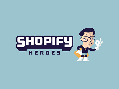 Shopify Heroes character handmade hero lettering logo mascot shop