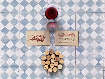 Casa Lopez branding business cards handmade icons lettering logo wine