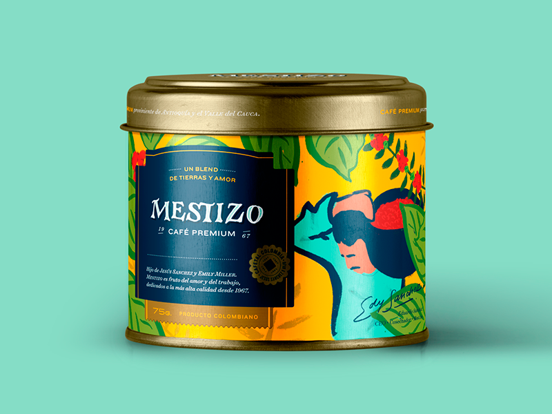 Mestizo coffee packaging illustration calligraphy packaging coffee handmade lettering logo