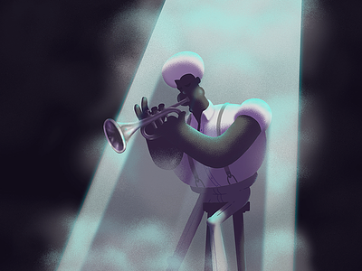 Trompetista illustration jazz melacholic mood trumpet trumpeter