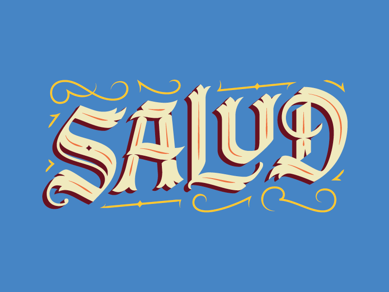 Salud flourish handmade custom lettering wine beer salud cheers