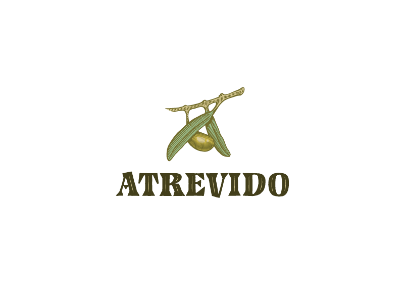 Atrevido logo packaging type font serif custom handmade engrave oil olive lettering