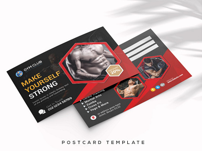 Gym, Fitness, Cross Training Workout, Postcard Template. gym workout