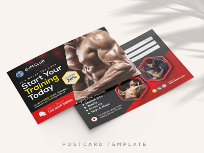 Gym Center and Fitness Postcard or EDDM Postcard Design Template gym workout