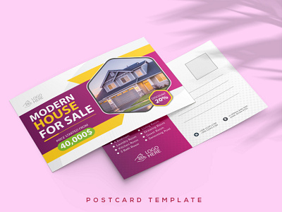 Real estate Postcard modern design template. concept