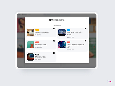 Bookmark article blog bookmark component design media music news newsfeed tags template theme ux web website wordpress