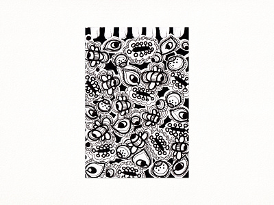 Pattern with Bees 2021 bee black dodle fineliner illustration pattern sketch traditional art white