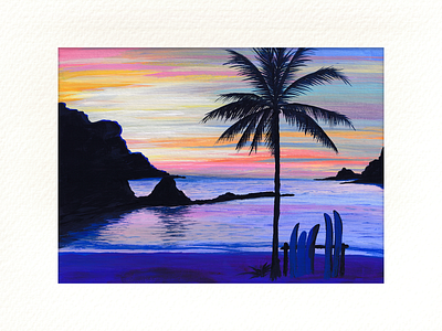 Sunset 2021 acrylic art creativity drawing dream illustration inspiration painting sea sunset