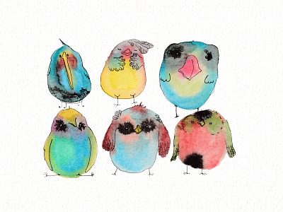 Birds 2022 birds creatures cute ink inspiration sketchbook traditionalart watercolor