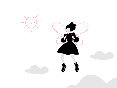 Dreamer 2019 girl illustration minimal sky sun vector woman