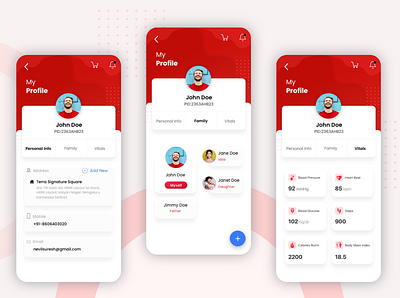 Profile app design family mobile product design profile ui ux visual design vitals