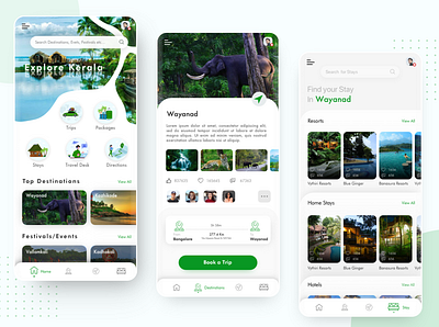 Travel App app design green kerala tourism travel typography ui ux