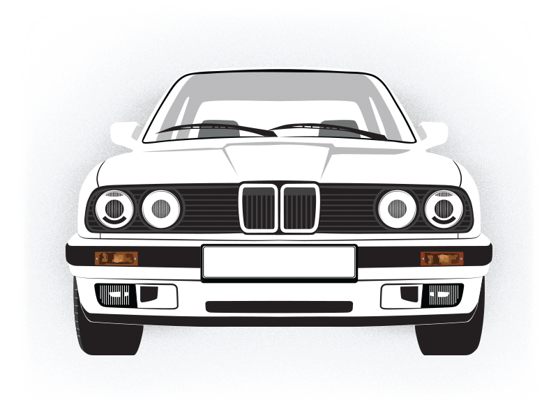 BMW E30 Print Series alpinweiss animation bmw ethirty illustration print zazzle