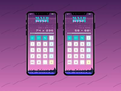 Math Wise Calculator / Daily UI #004 90s app colors dailyui dailyui 004 interaction design interface miami miami vice neon retro ui ux vintage