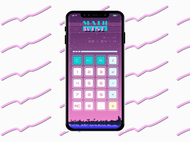 Don Johnson's favorite calculator 90s app calculator dailyui design illustration interaction design miami miami vice neon typography ui ux