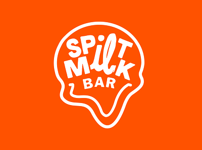 Spilt Milk Bar Logo brand identity branding bright custom type design fun gelato ice cream illustration logo orange playful typography