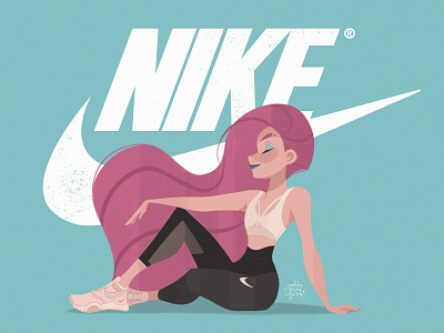 Nike Girl brand brand character character design design fashion female feminism girl girl character girl illustration girl power healthy nike nike air nike running nike shoes pink pink hair