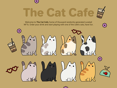 The Cat Cafe NFT Collection Concept 🐈☕ 2d art 2d nft cat cat character design cat nft character design illustration nft nft collection nftart