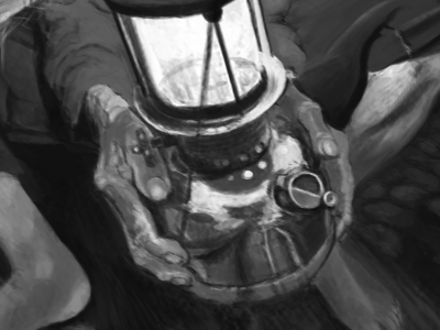 Oldman asia digital floating grayscale lantern light old man painting photoshop wacom water wood