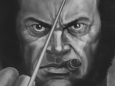 Logan 002 bw cigar claw comic book digital logan painting photoshop wolverine